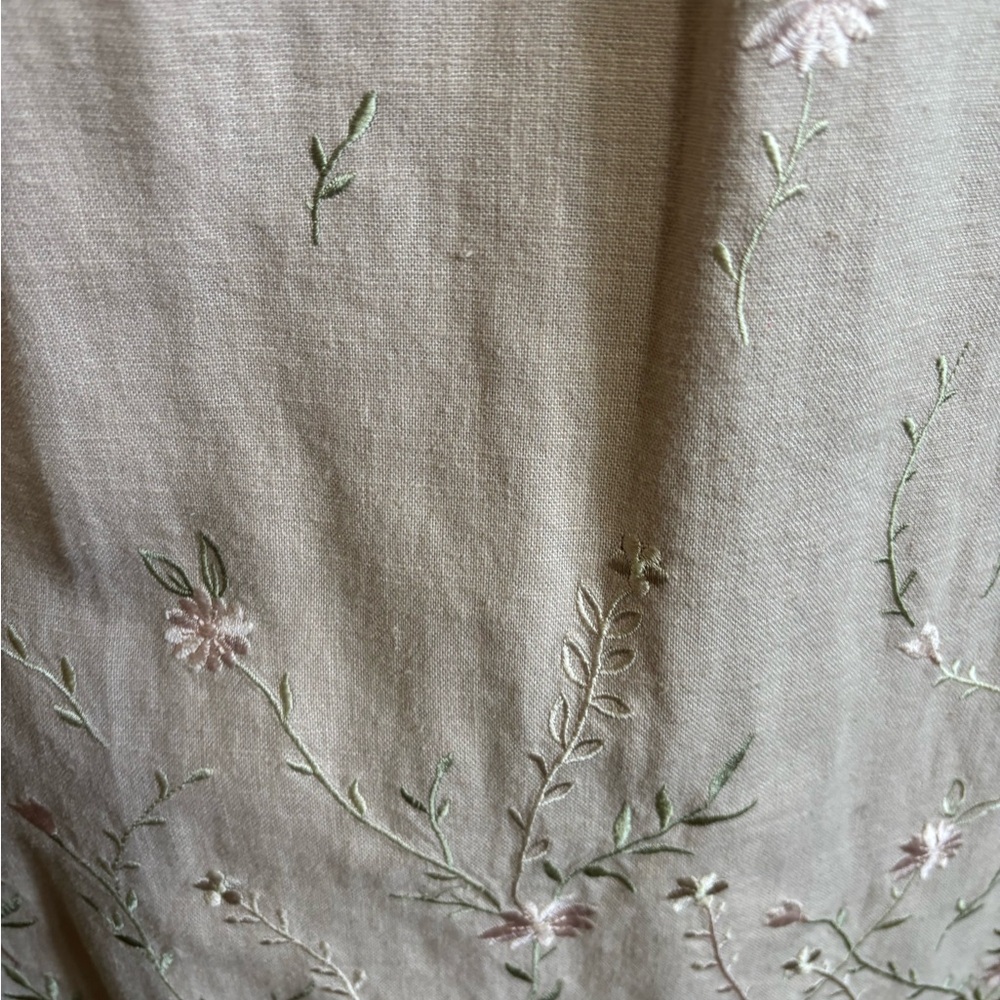 Sag Harbor Floral Embroidered Midi Dress - beige